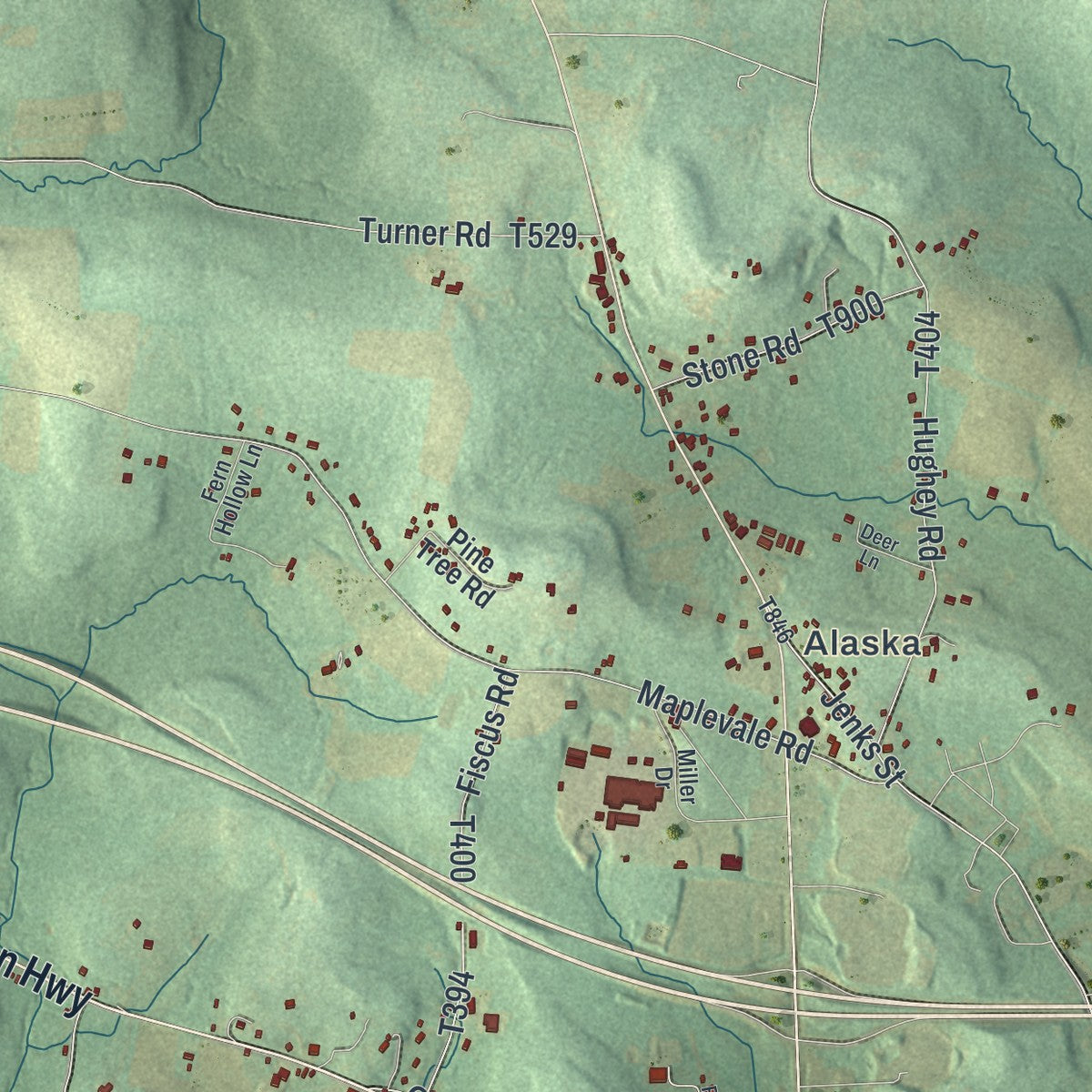 Second close-up of the map of Rose, Pennsylvania print showing more streets and buildings