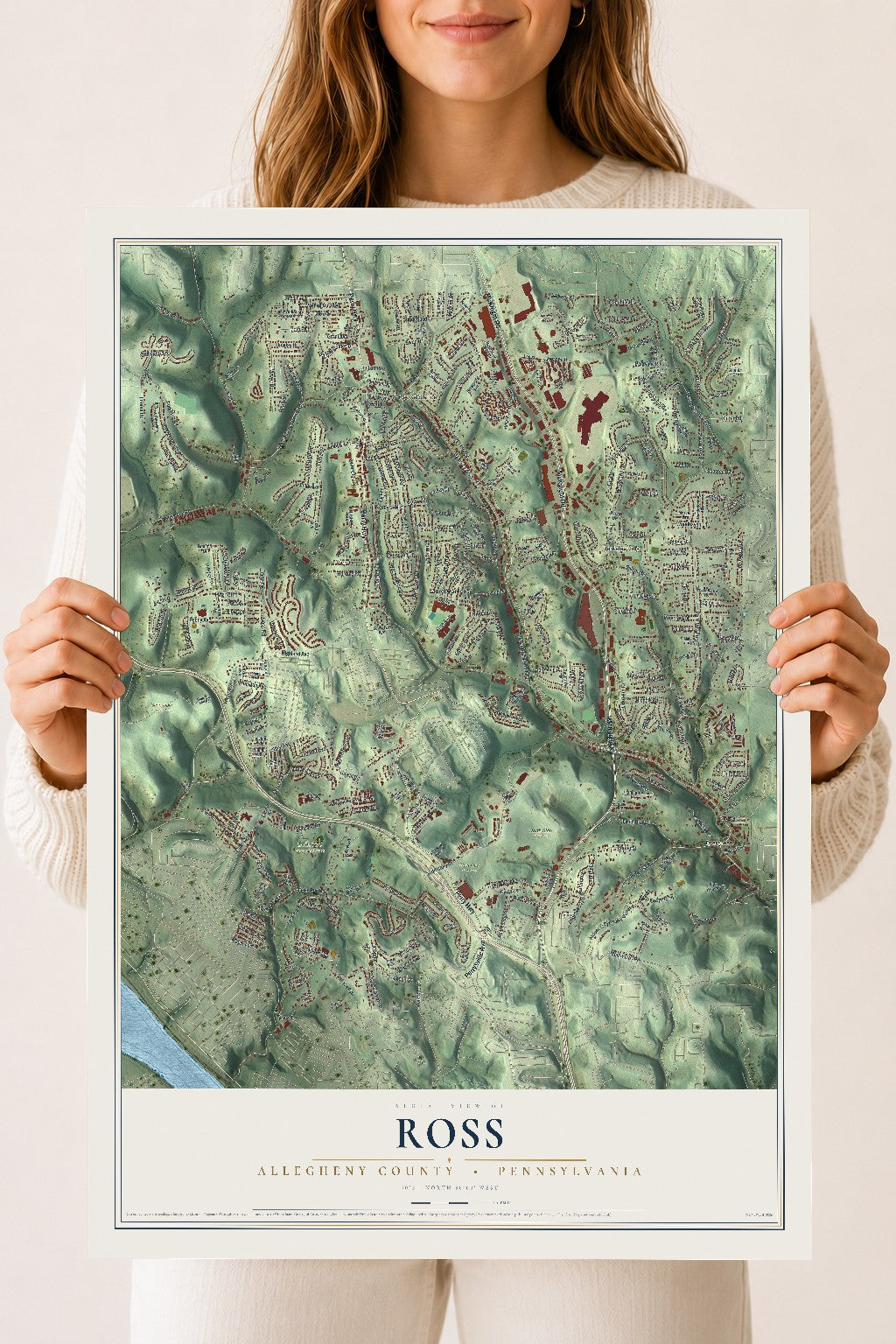 Map of Ross, Allegheny County, Pennsylvania, 18 x 24 inch unframed archival matte print