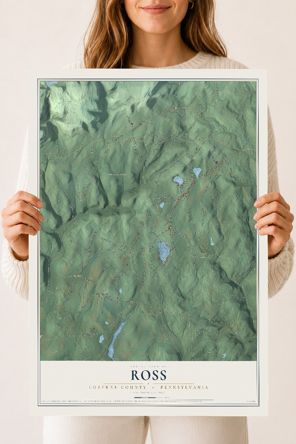 Map of Ross, Luzerne County, Pennsylvania, 18 x 24 inch unframed archival matte print