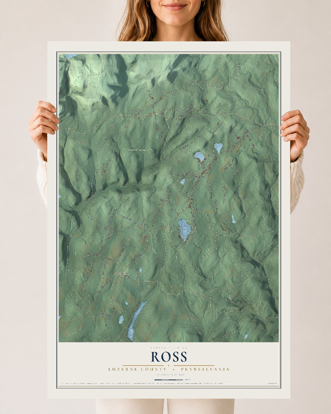 Map of Ross, Luzerne County, Pennsylvania, 24 x 36 inch unframed archival matte print