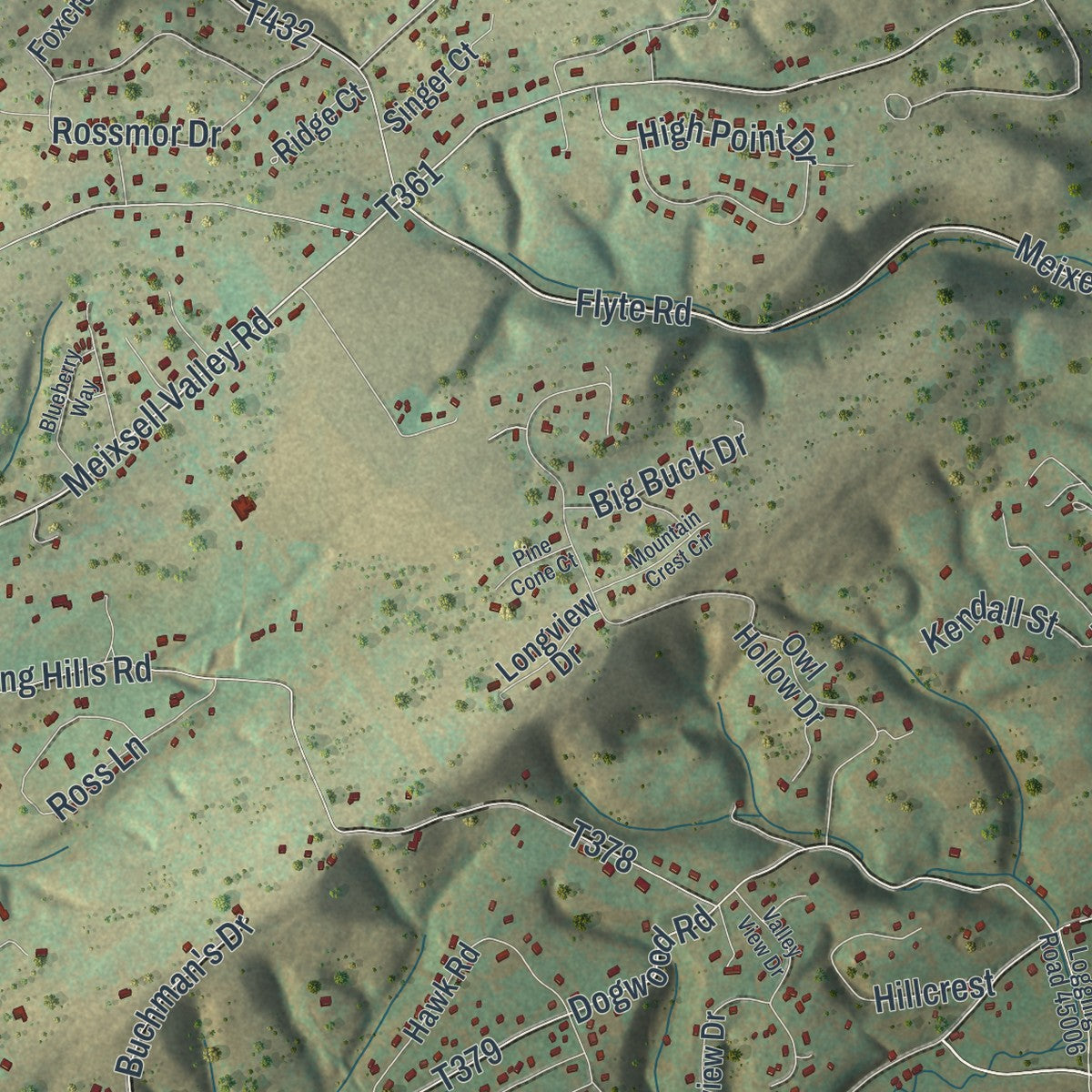 Close-up of the map of Ross, Monroe County, Pennsylvania print showing street and building detail