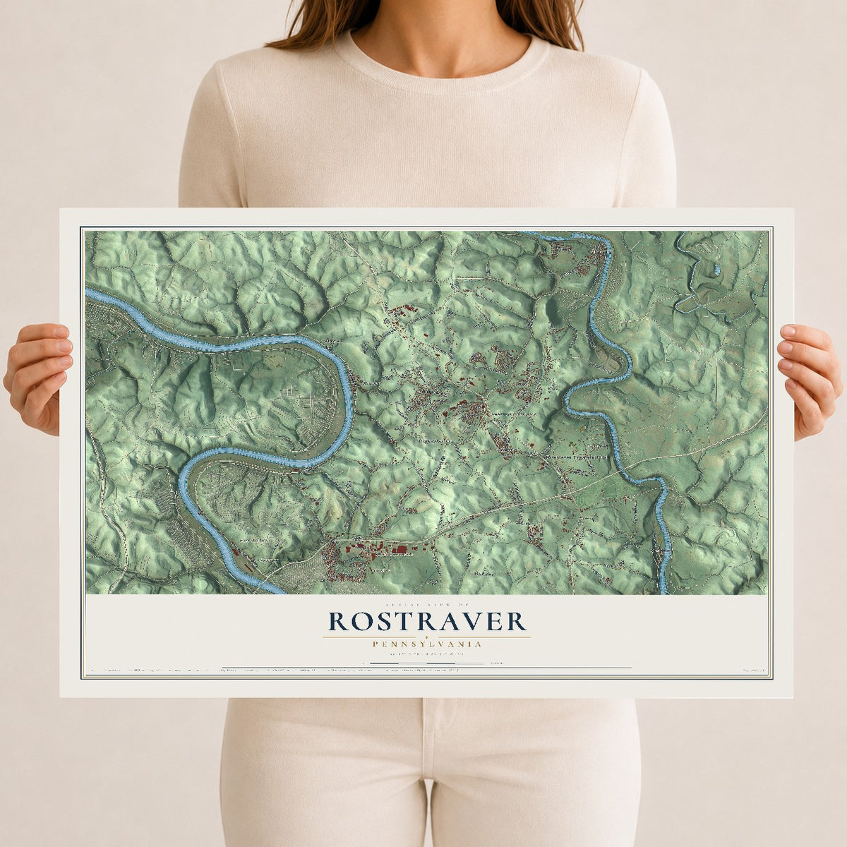 Map of Rostraver, Pennsylvania, 12 x 18 inch unframed archival matte print