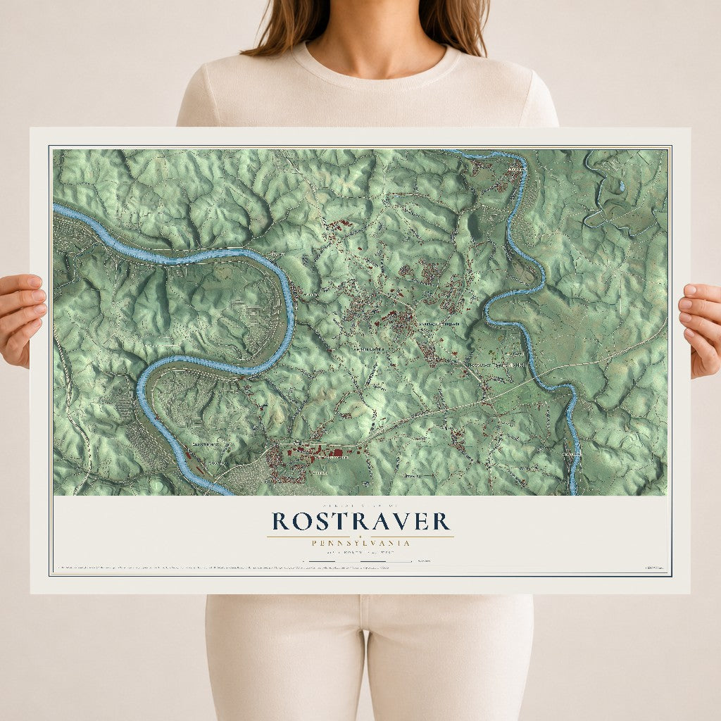 Map of Rostraver, Pennsylvania, 18 x 24 inch unframed archival matte print