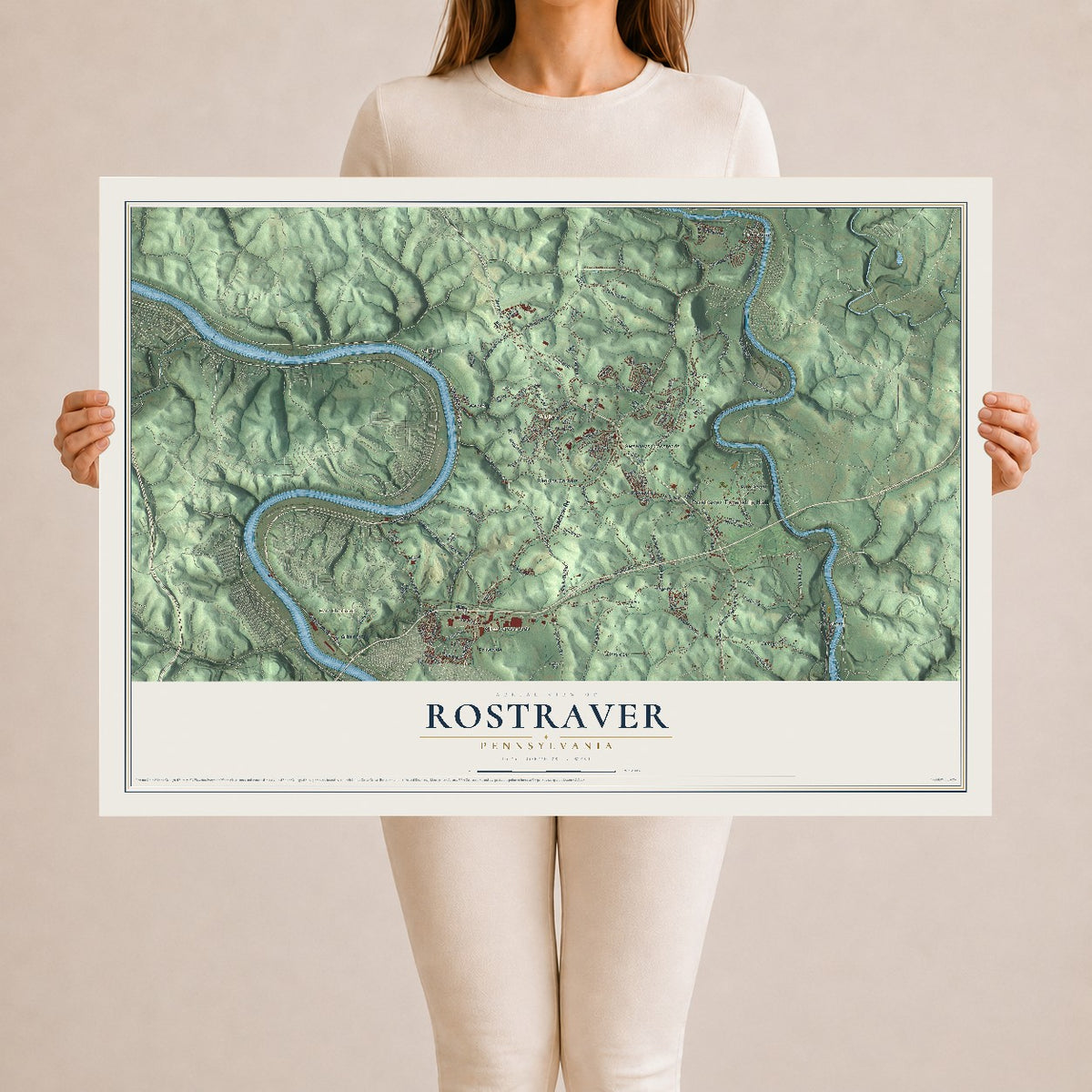 Map of Rostraver, Pennsylvania, 24 x 36 inch unframed archival matte print
