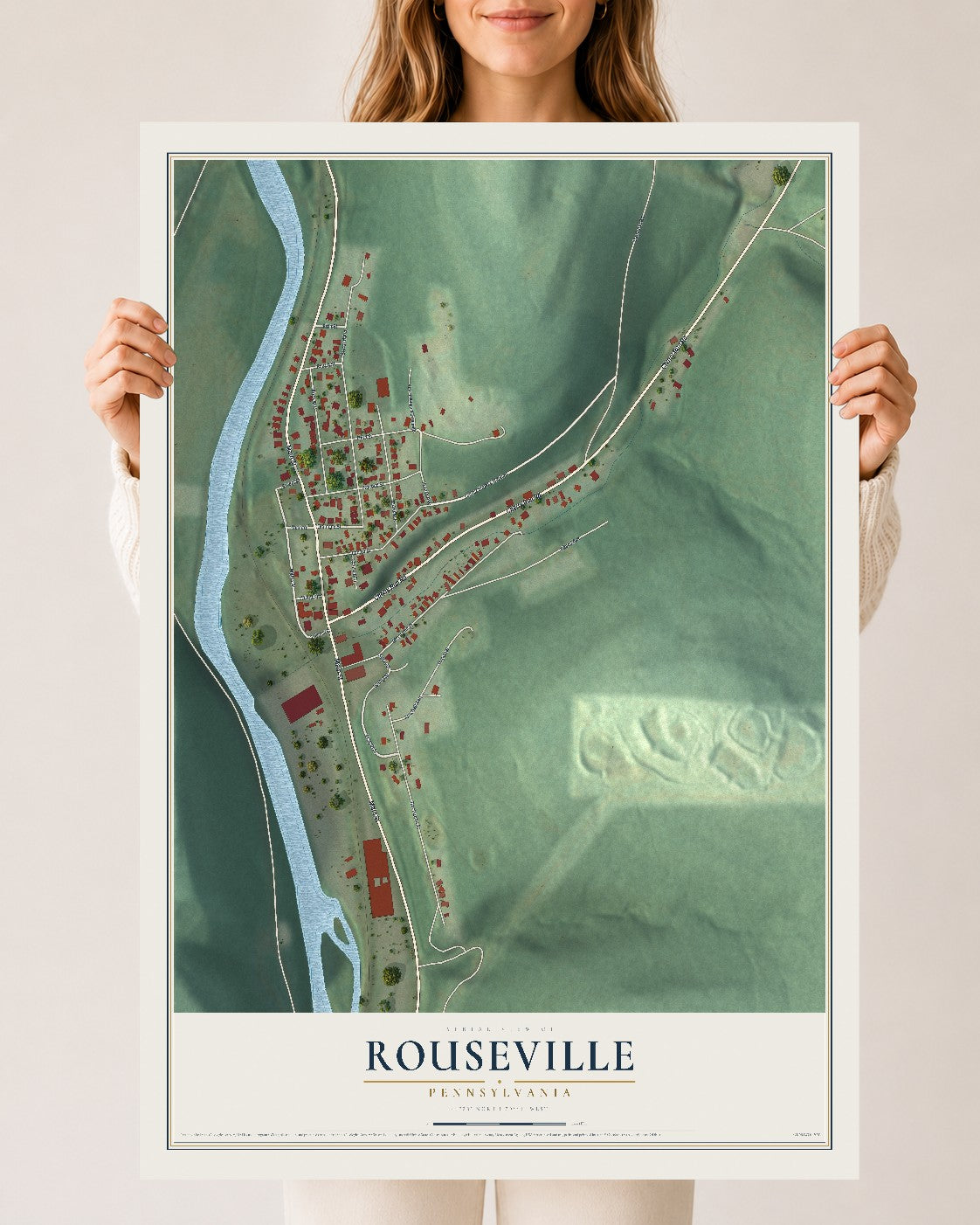 Map of Rouseville, Pennsylvania, 24 x 36 inch unframed archival matte print