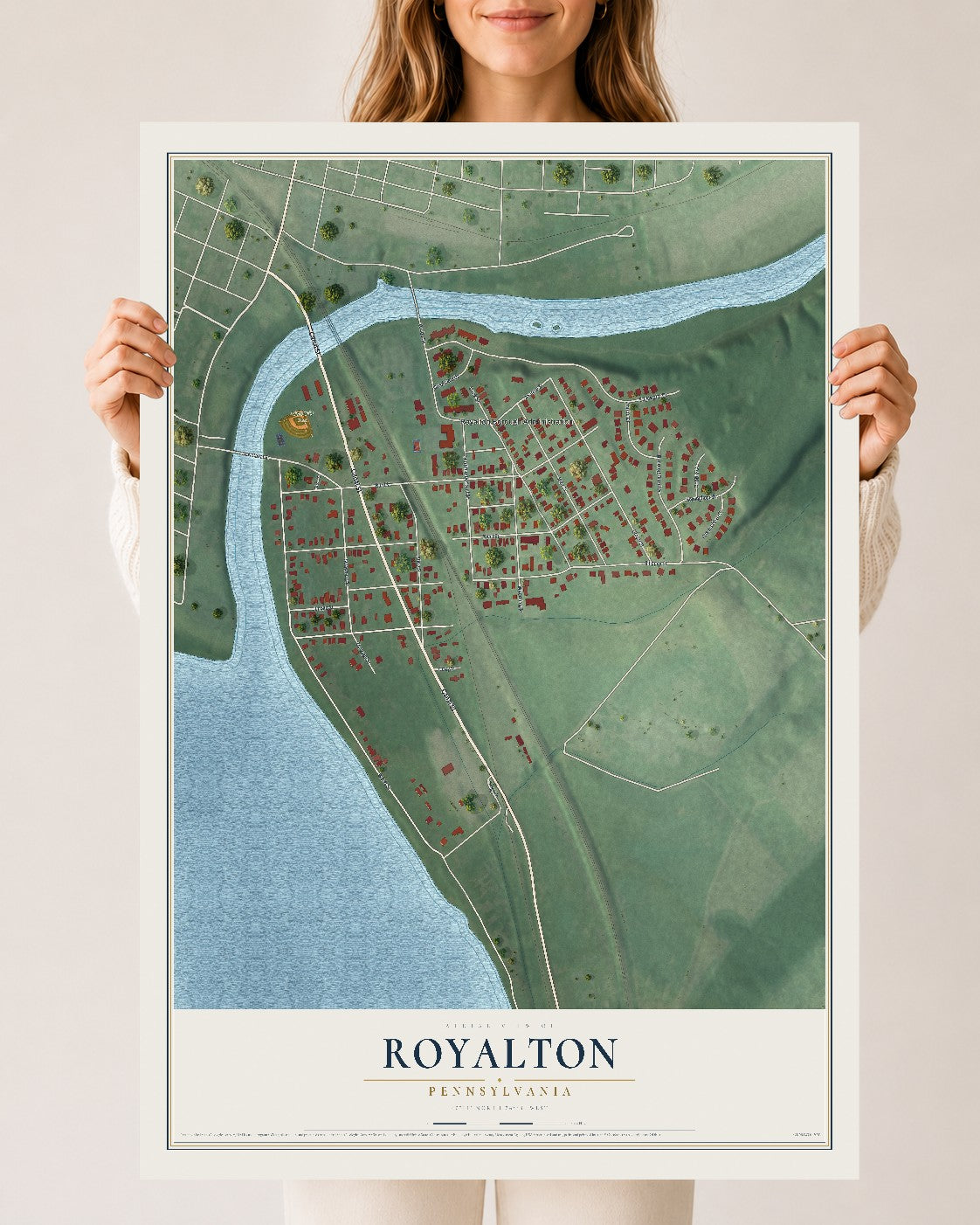 Map of Royalton, Pennsylvania, 24 x 36 inch unframed archival matte print