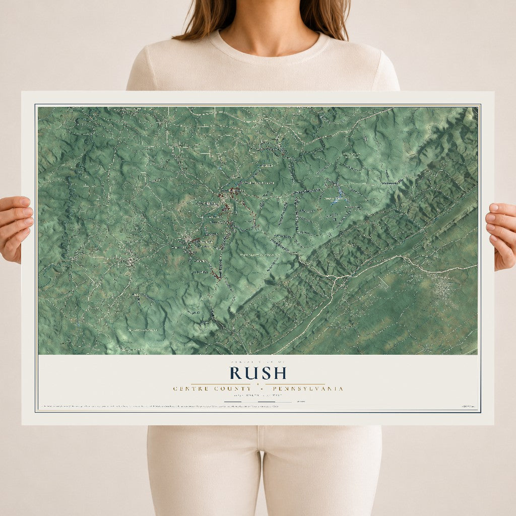 Map of Rush, Centre County, Pennsylvania, 18 x 24 inch unframed archival matte print
