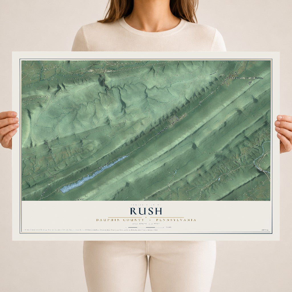 Map of Rush, Dauphin County, Pennsylvania, 18 x 24 inch unframed archival matte print