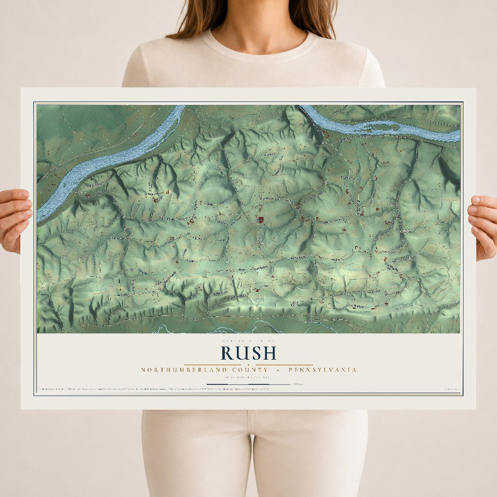 Map of Rush, Northumberland County, Pennsylvania, 18 x 24 inch unframed archival matte print