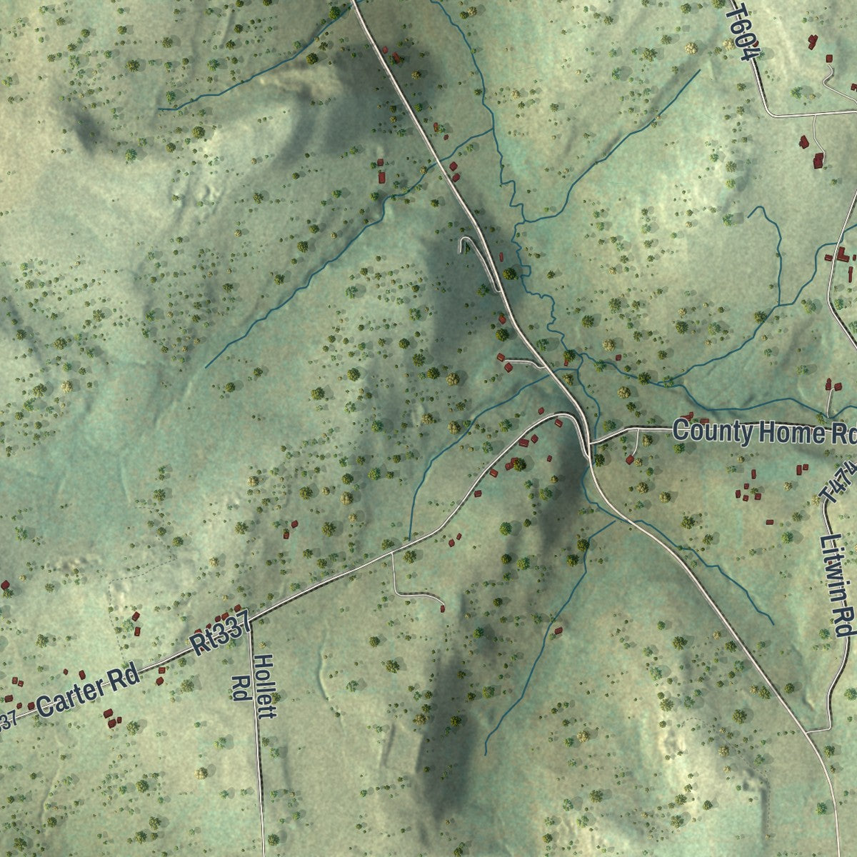 Second close-up of the map of Rush, Susquehanna County, Pennsylvania print showing more streets and buildings