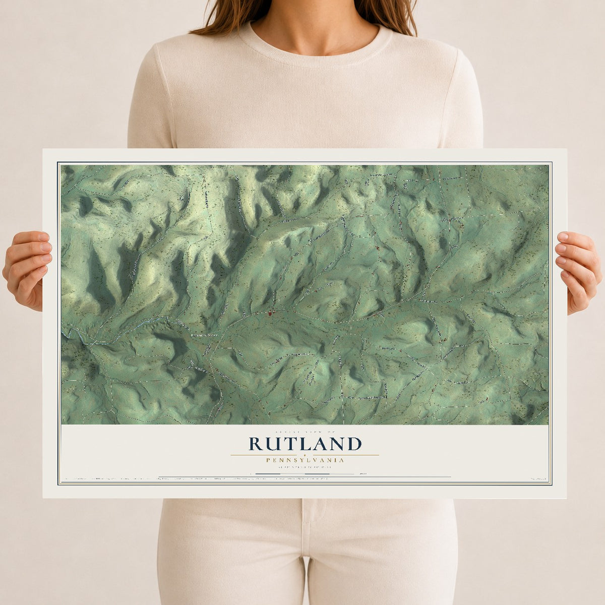 Map of Rutland, Pennsylvania, 12 x 18 inch unframed archival matte print