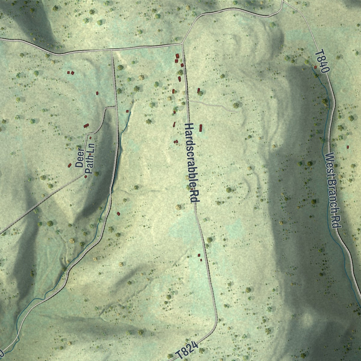 Close-up of the map of Rutland, Pennsylvania print showing street and building detail