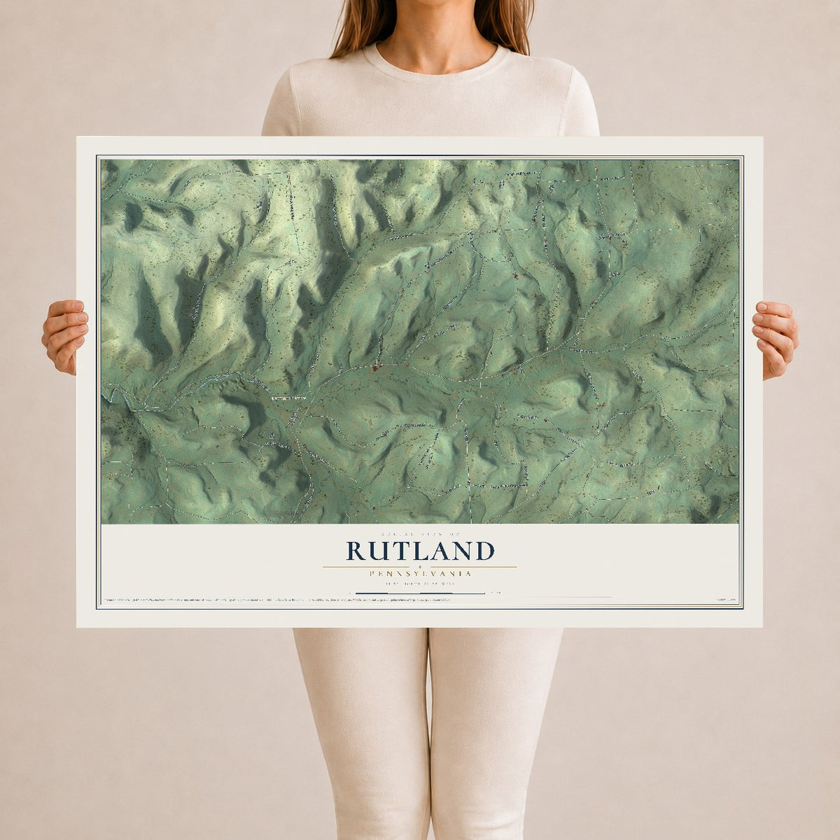 Map of Rutland, Pennsylvania, 24 x 36 inch unframed archival matte print