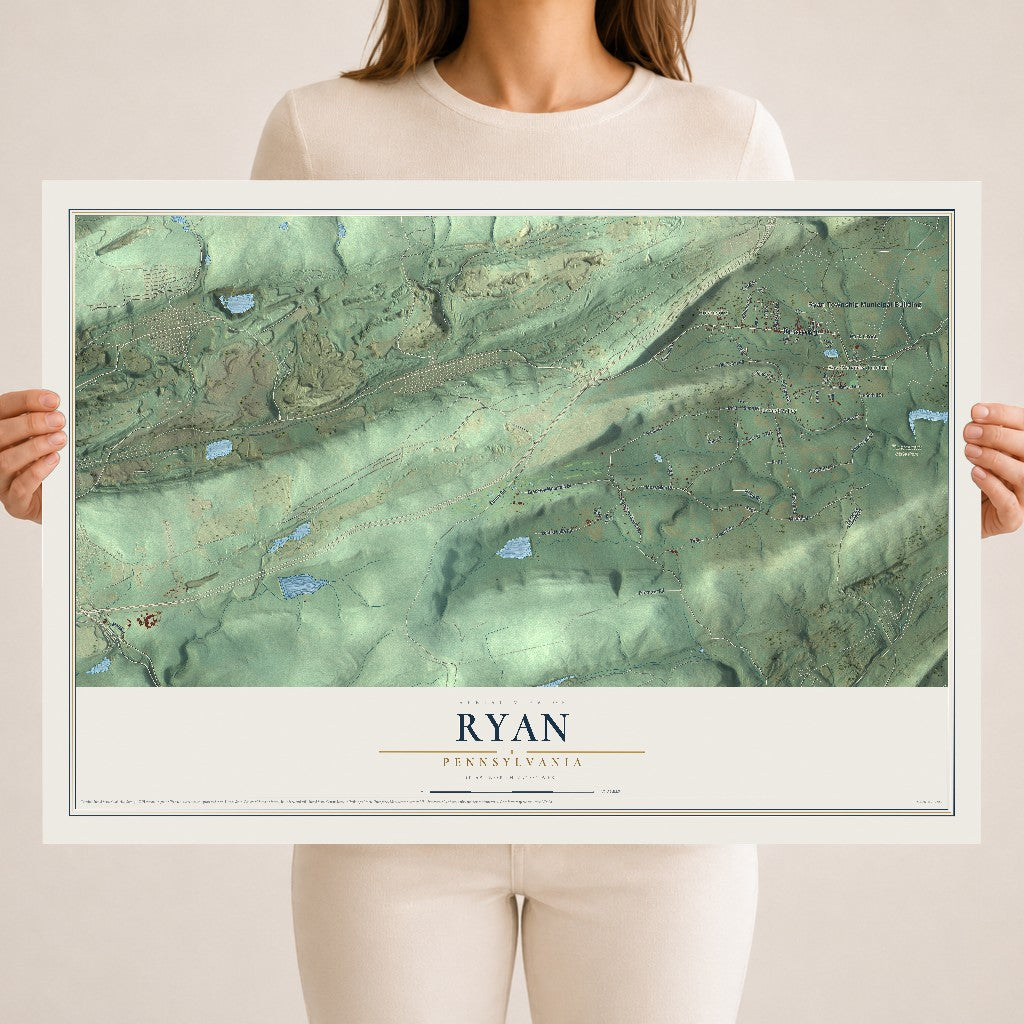 Map of Ryan, Pennsylvania, 18 x 24 inch unframed archival matte print