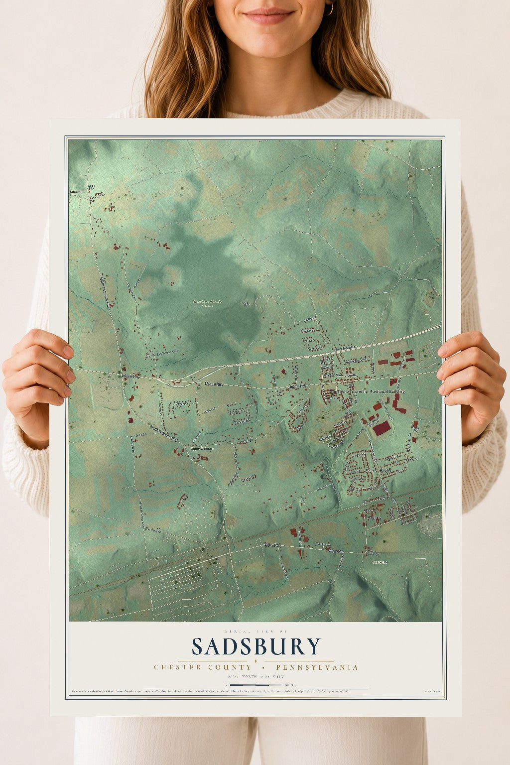 Map of Sadsbury, Chester County, Pennsylvania, 18 x 24 inch unframed archival matte print