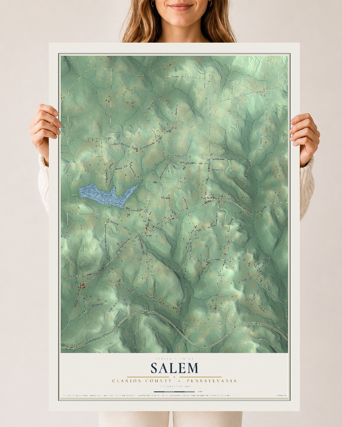 Map of Salem, Clarion County, Pennsylvania, 24 x 36 inch unframed archival matte print