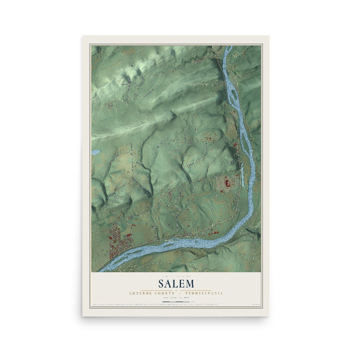 Map of Salem, Luzerne County, Pennsylvania, 12 x 18 inch unframed archival matte print