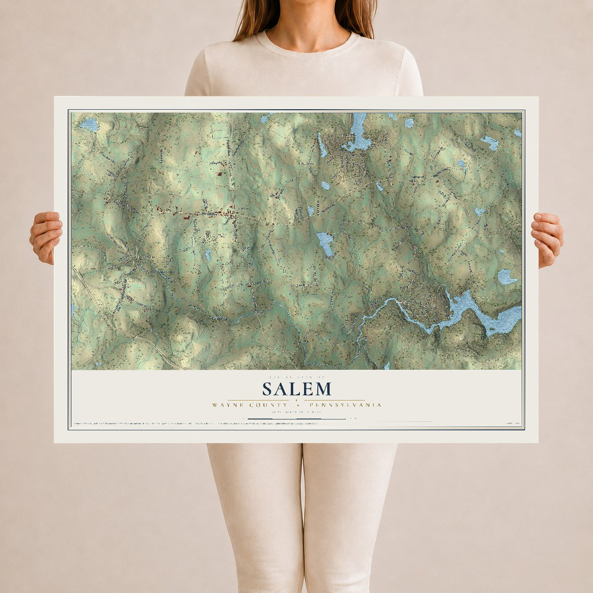 Map of Salem, Wayne County, Pennsylvania, 24 x 36 inch unframed archival matte print