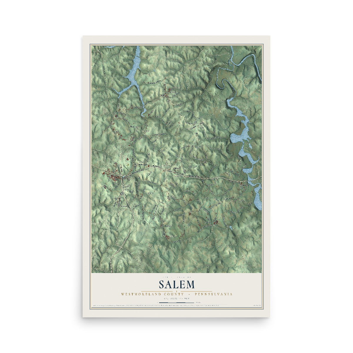 Map of Salem, Westmoreland County, Pennsylvania, 12 x 18 inch unframed archival matte print