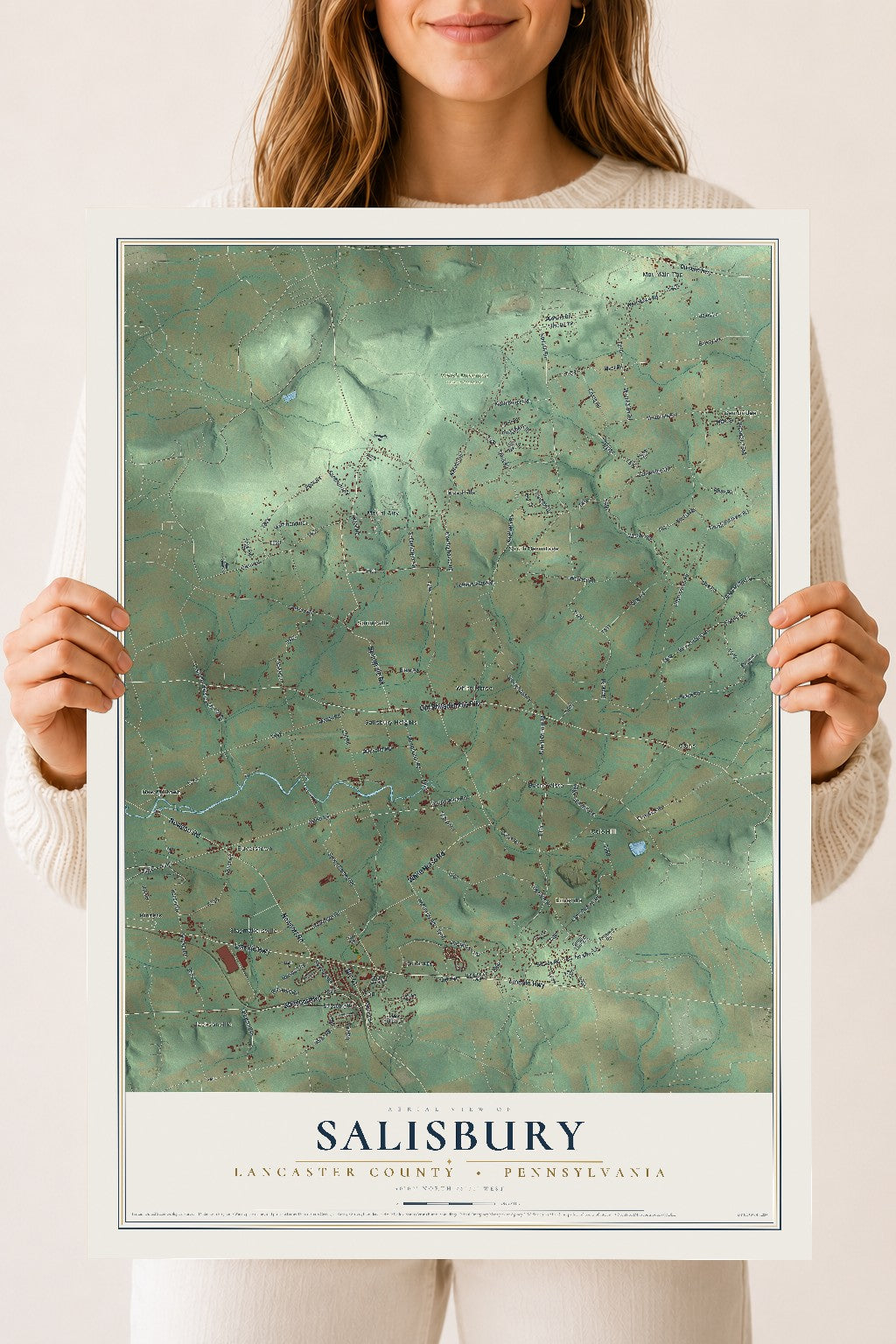 Map of Salisbury, Lancaster County, Pennsylvania, 18 x 24 inch unframed archival matte print