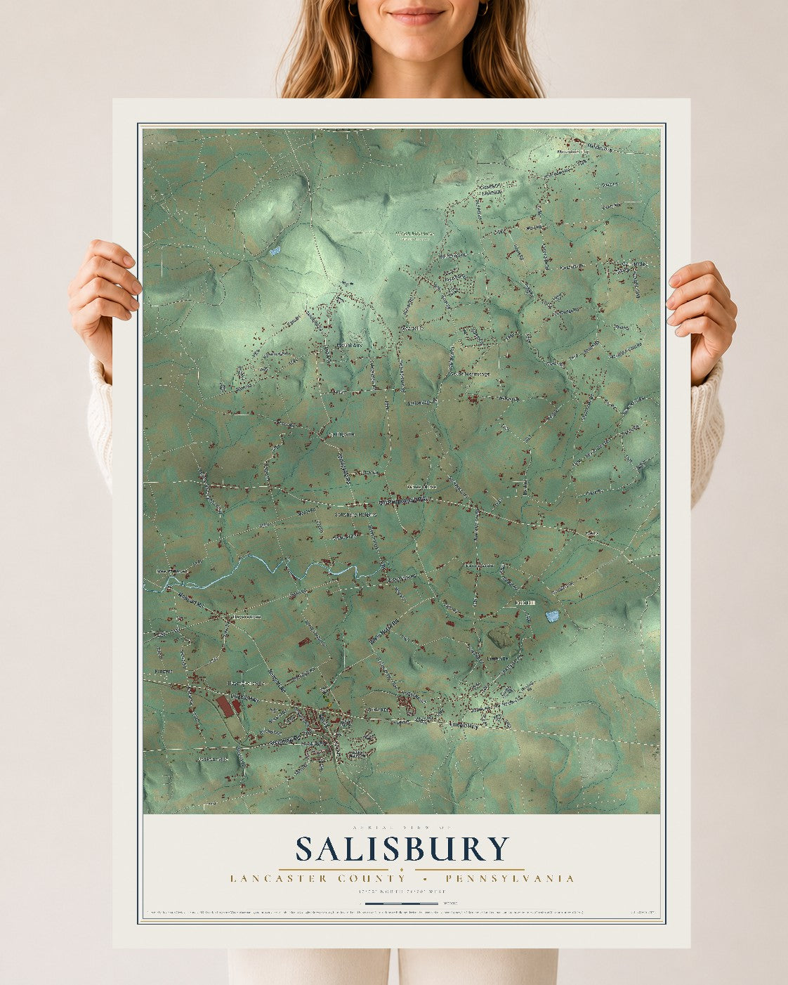 Map of Salisbury, Lancaster County, Pennsylvania, 24 x 36 inch unframed archival matte print