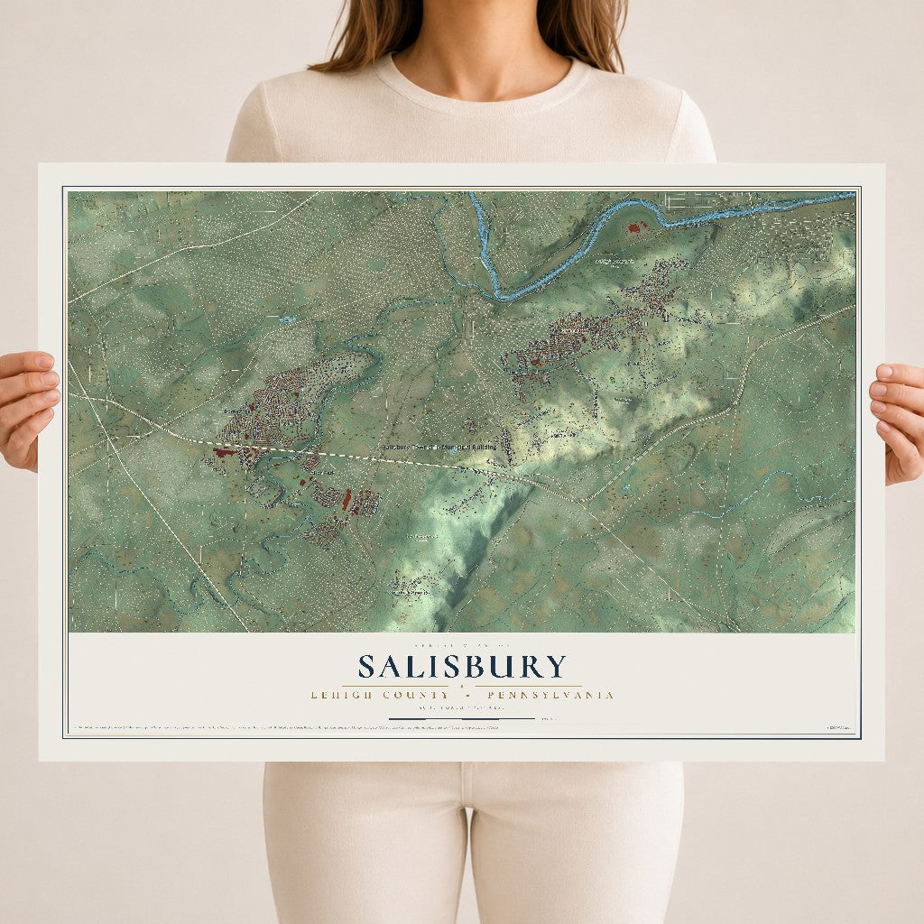 Map of Salisbury, Lehigh County, Pennsylvania, 18 x 24 inch unframed archival matte print