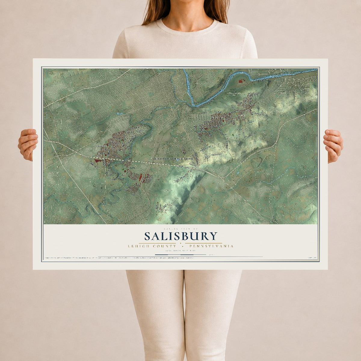 Map of Salisbury, Lehigh County, Pennsylvania, 24 x 36 inch unframed archival matte print