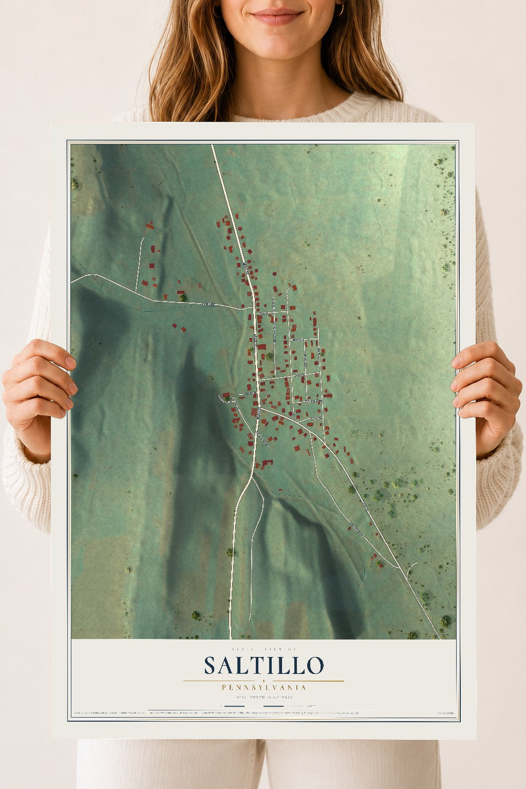 Map of Saltillo, Pennsylvania, 18 x 24 inch unframed archival matte print