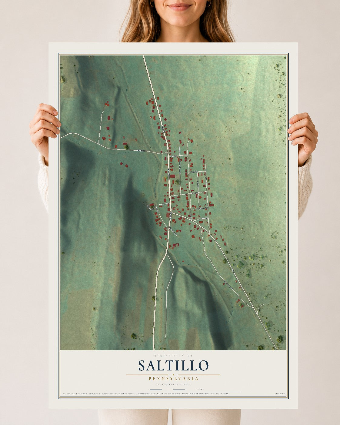 Map of Saltillo, Pennsylvania, 24 x 36 inch unframed archival matte print