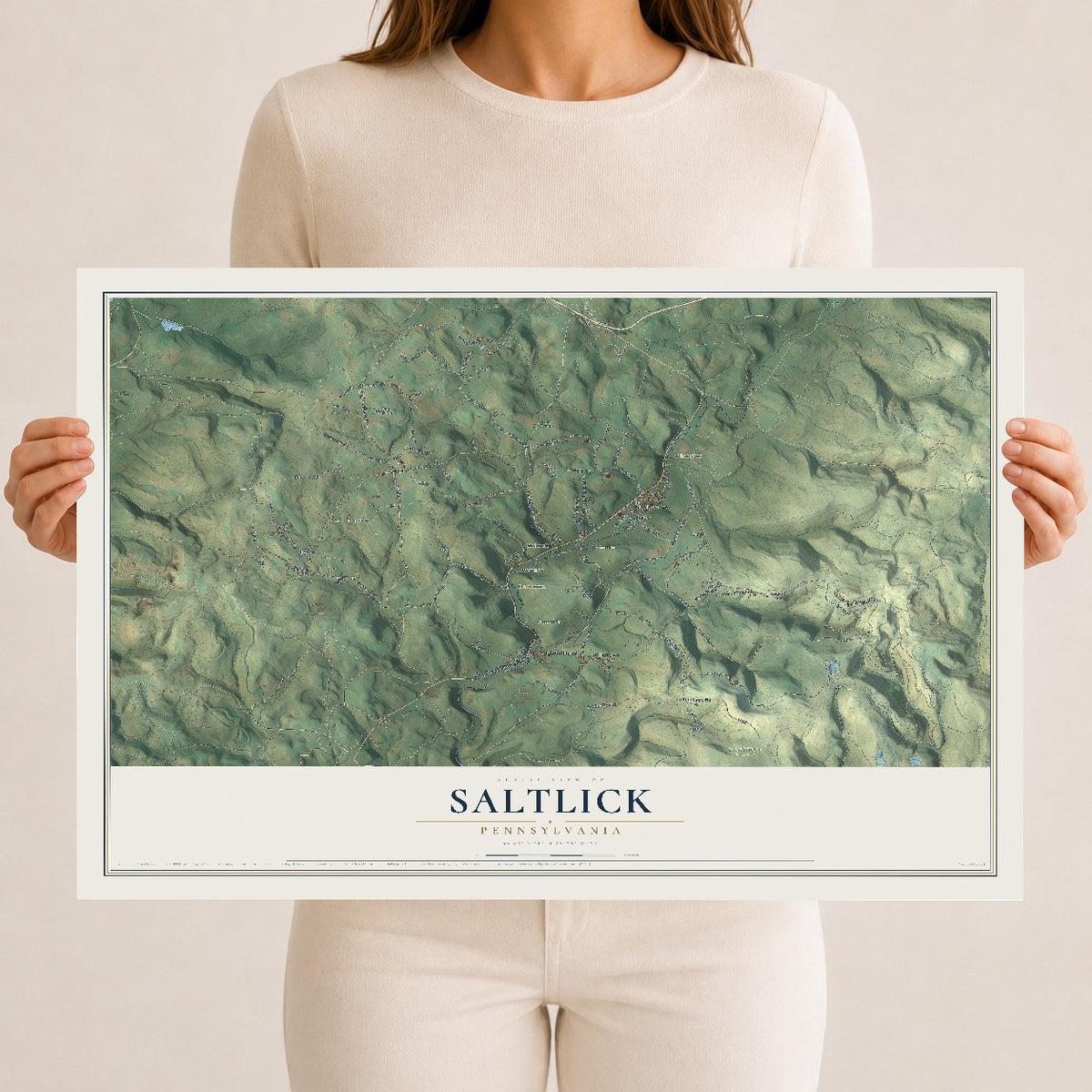Map of Saltlick, Pennsylvania, 12 x 18 inch unframed archival matte print