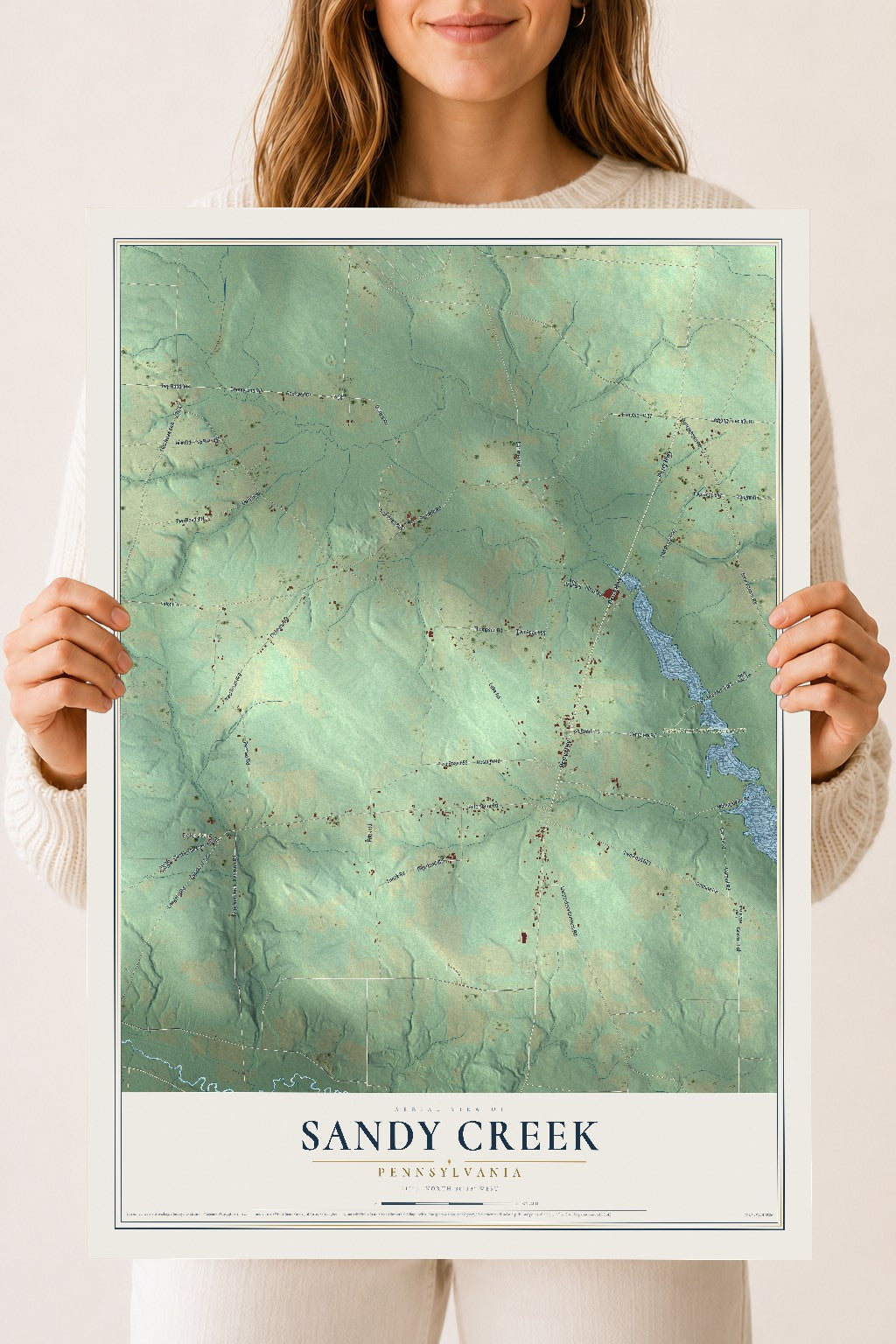Map of Sandy Creek, Pennsylvania, 18 x 24 inch unframed archival matte print