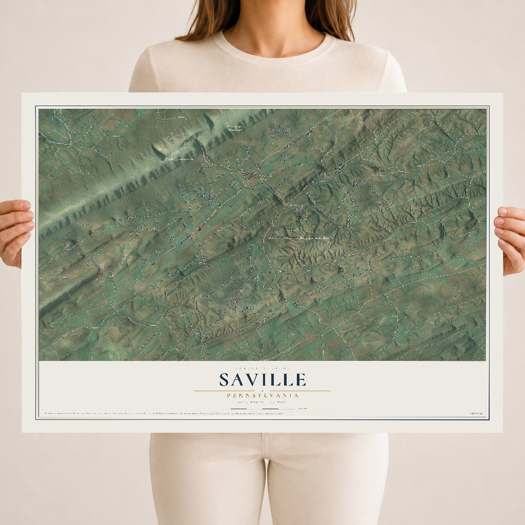 Map of Saville, Pennsylvania, 18 x 24 inch unframed archival matte print