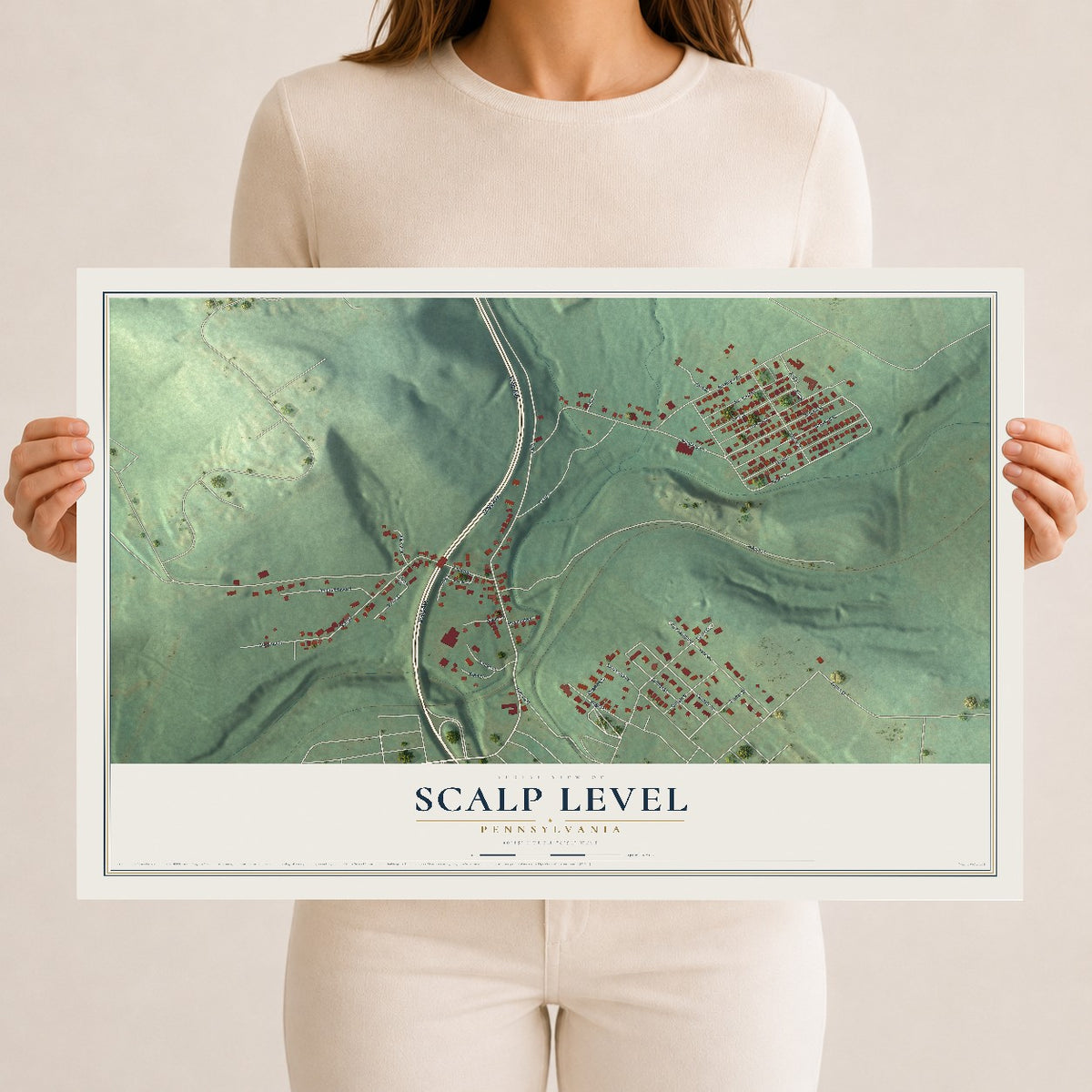 Map of Scalp Level, Pennsylvania, 12 x 18 inch unframed archival matte print