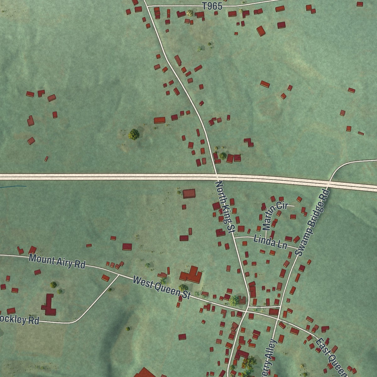 Close-up of the map of Schoeneck, Pennsylvania print showing street and building detail