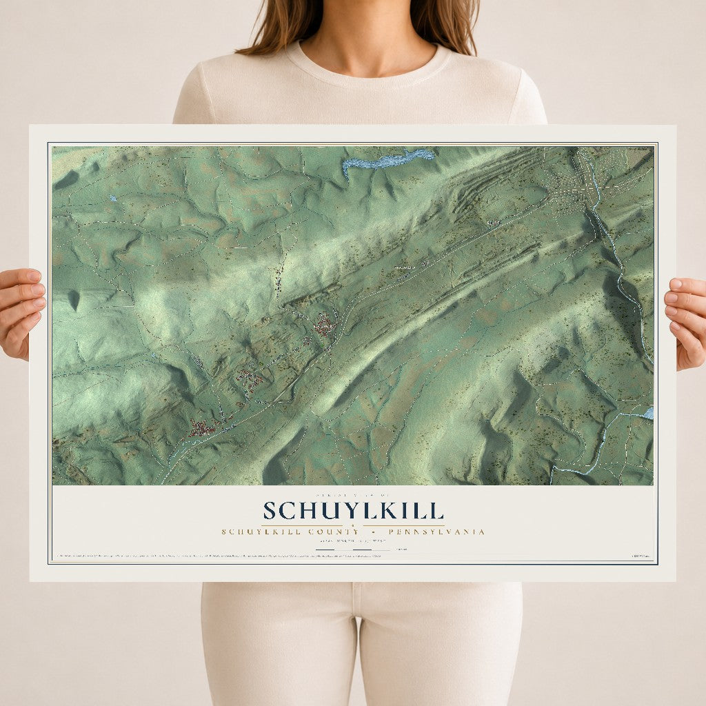 Map of Schuylkill, Schuylkill County, Pennsylvania, 18 x 24 inch unframed archival matte print
