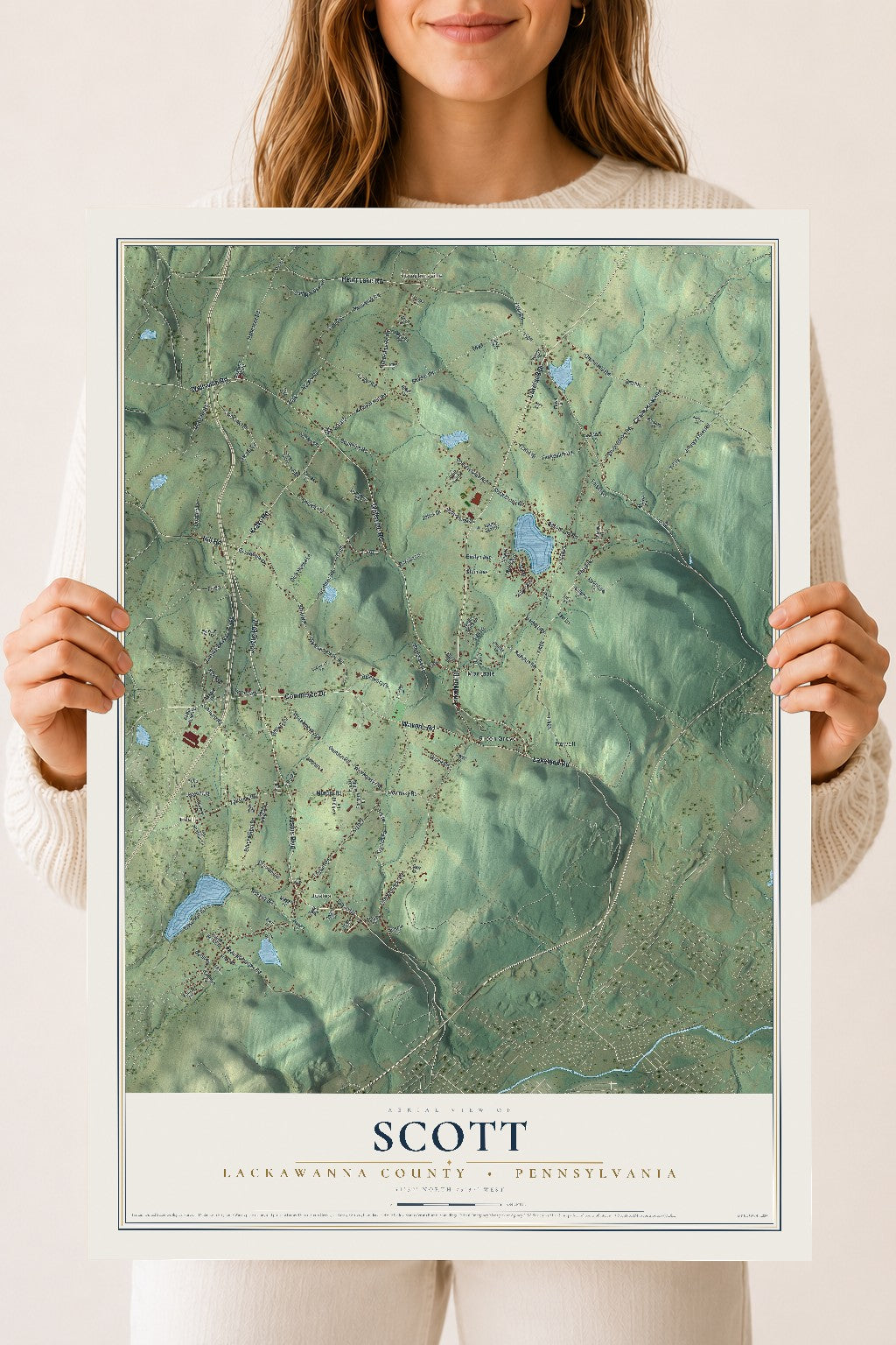 Map of Scott, Lackawanna County, Pennsylvania, 18 x 24 inch unframed archival matte print