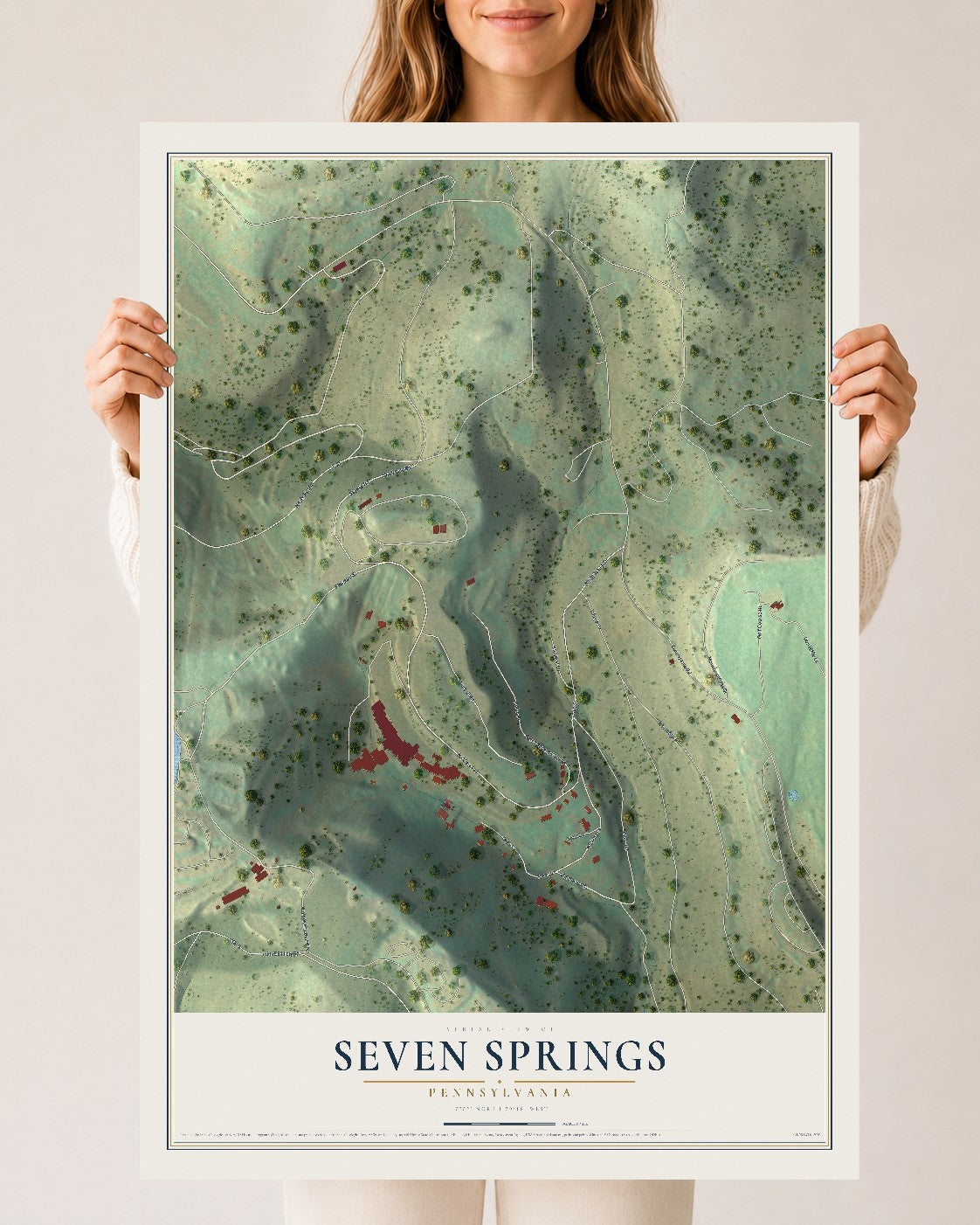 Map of Seven Springs, Pennsylvania, 24 x 36 inch unframed archival matte print