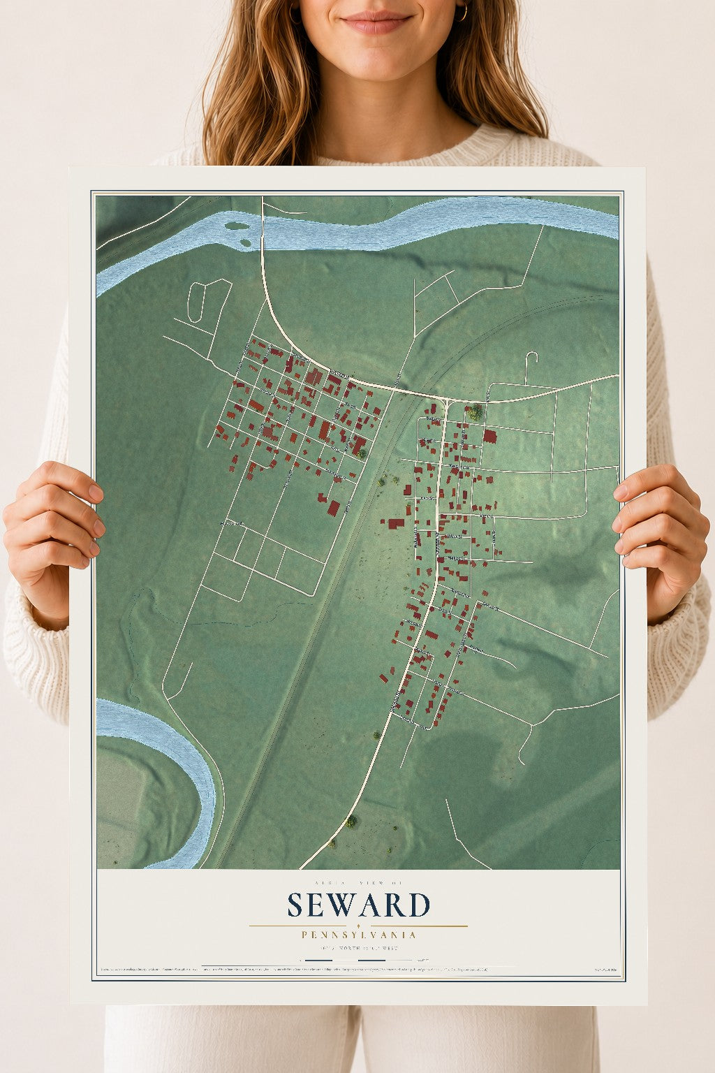 Map of Seward, Pennsylvania, 18 x 24 inch unframed archival matte print