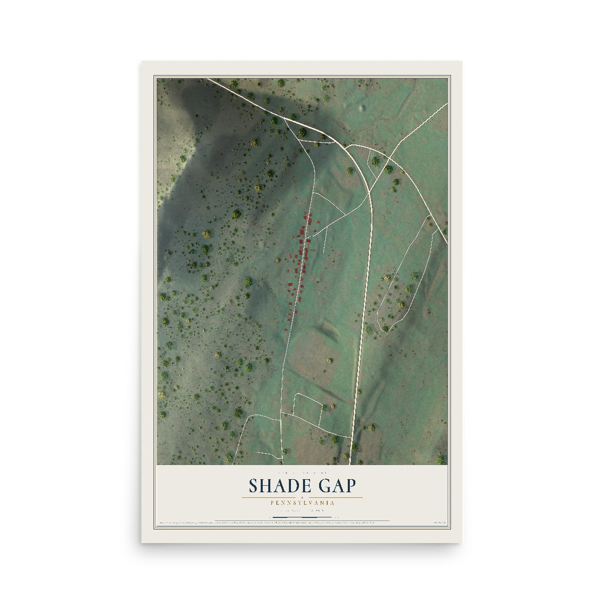 Map of Shade Gap, Pennsylvania, 12 x 18 inch unframed archival matte print