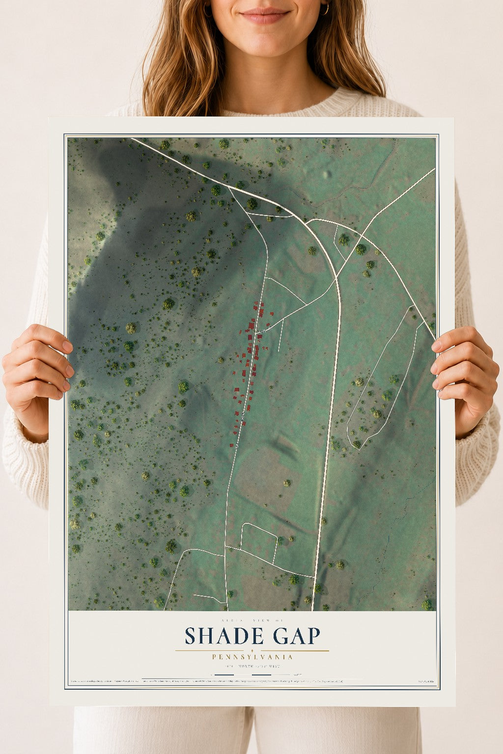 Map of Shade Gap, Pennsylvania, 18 x 24 inch unframed archival matte print
