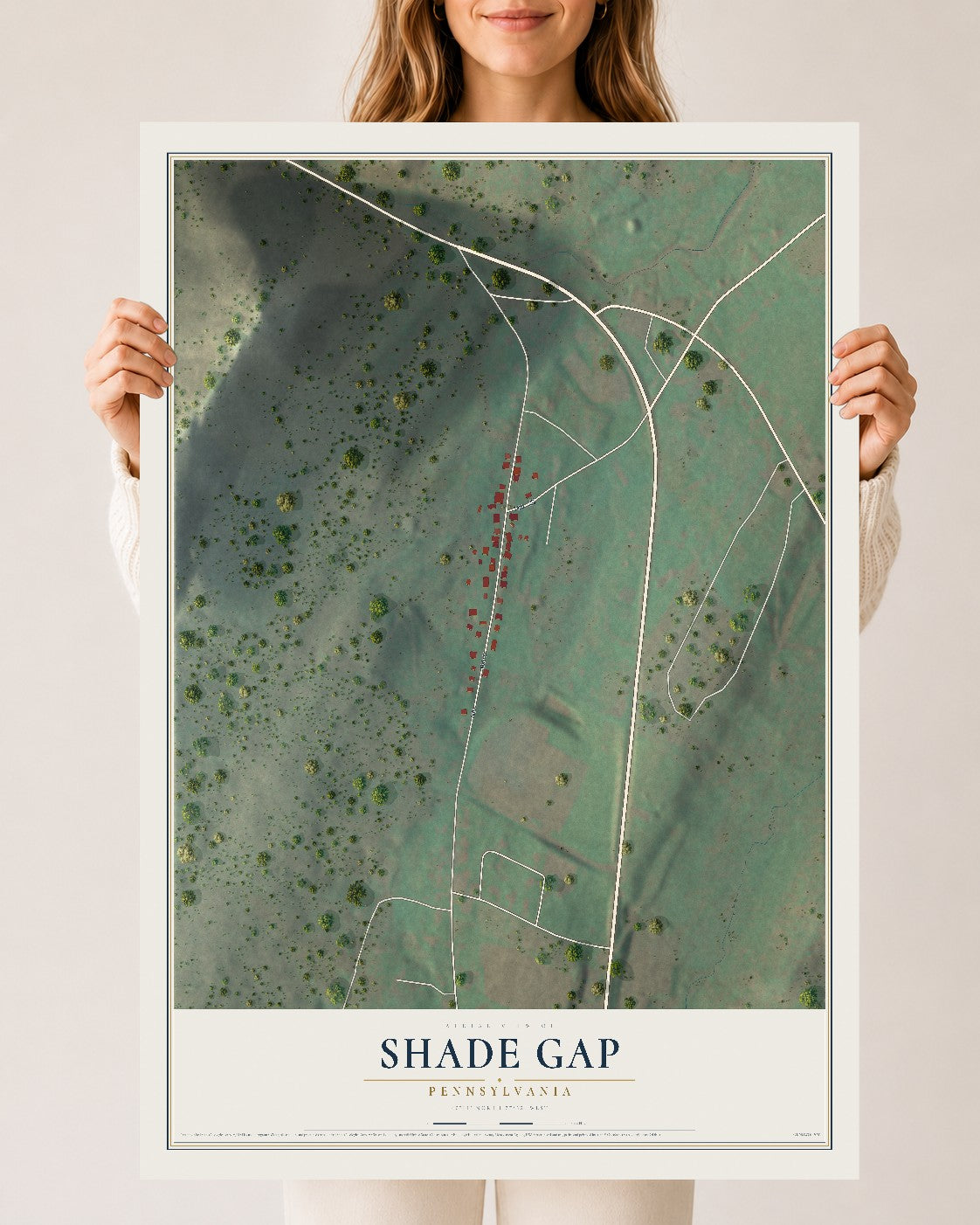 Map of Shade Gap, Pennsylvania, 24 x 36 inch unframed archival matte print