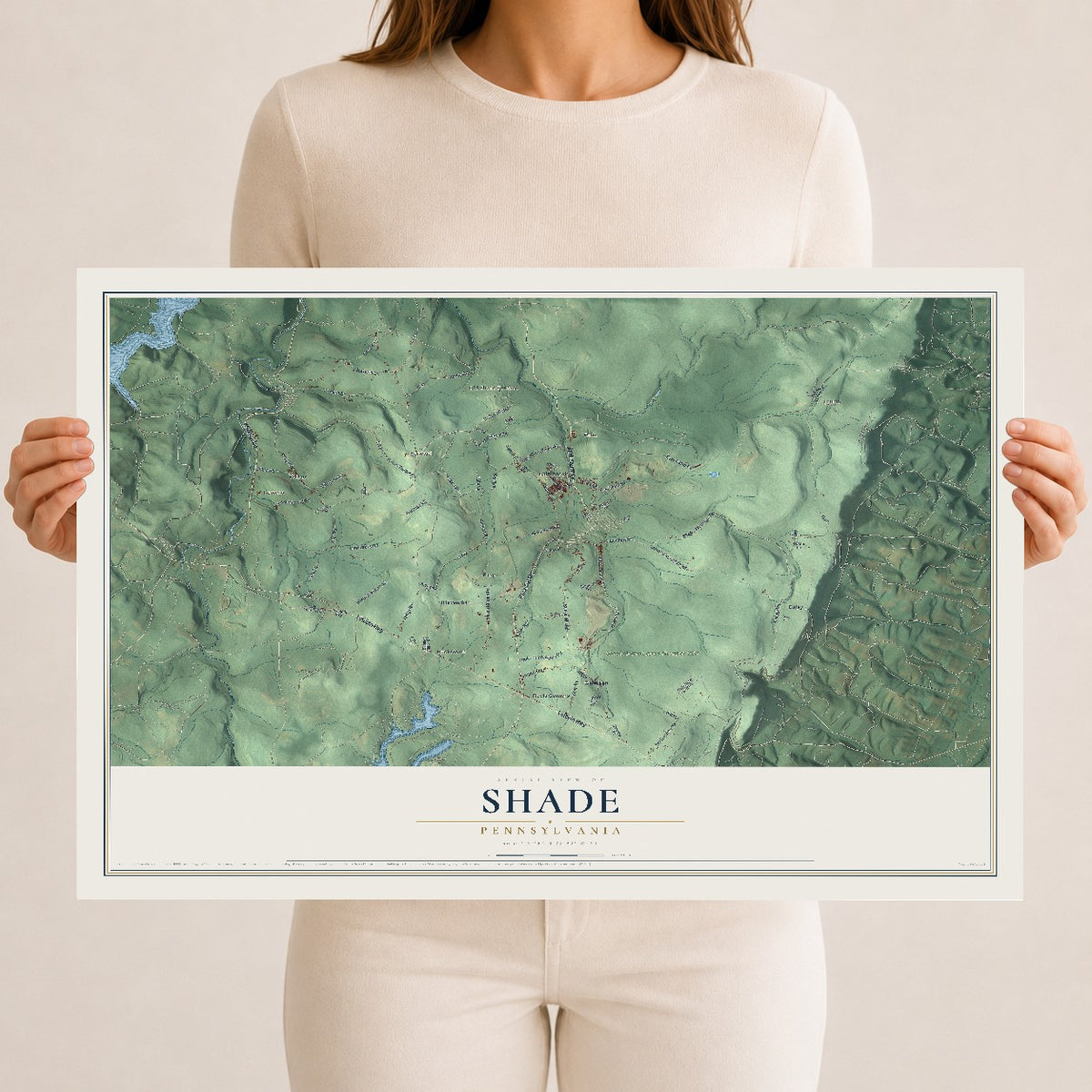 Map of Shade, Pennsylvania, 12 x 18 inch unframed archival matte print