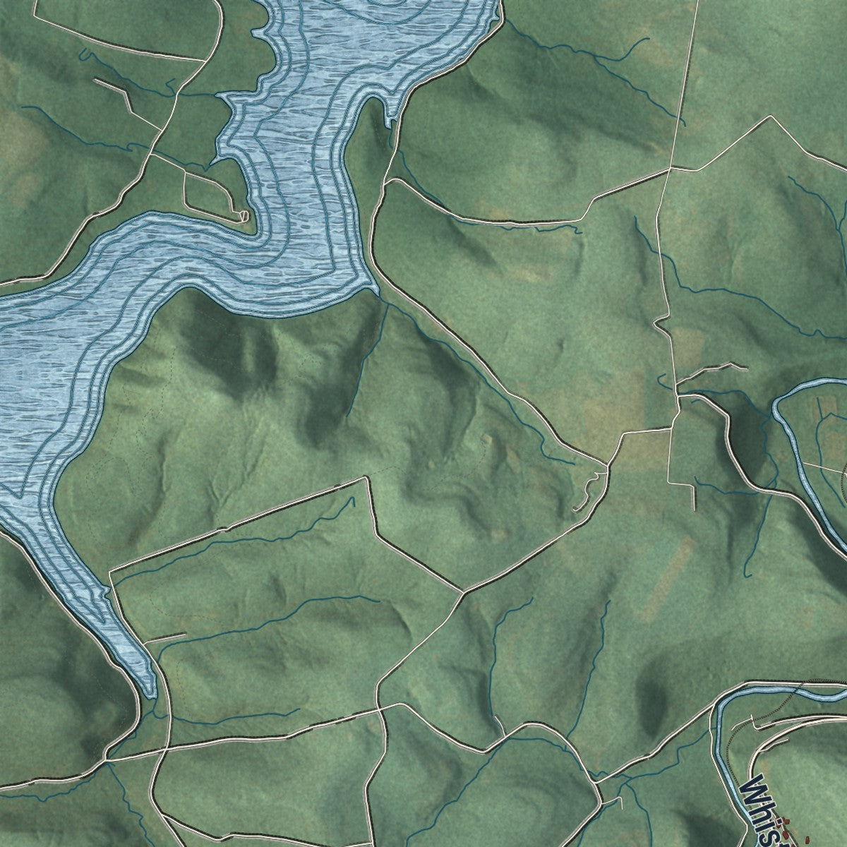 Second close-up of the map of Shade, Pennsylvania print showing more streets and buildings
