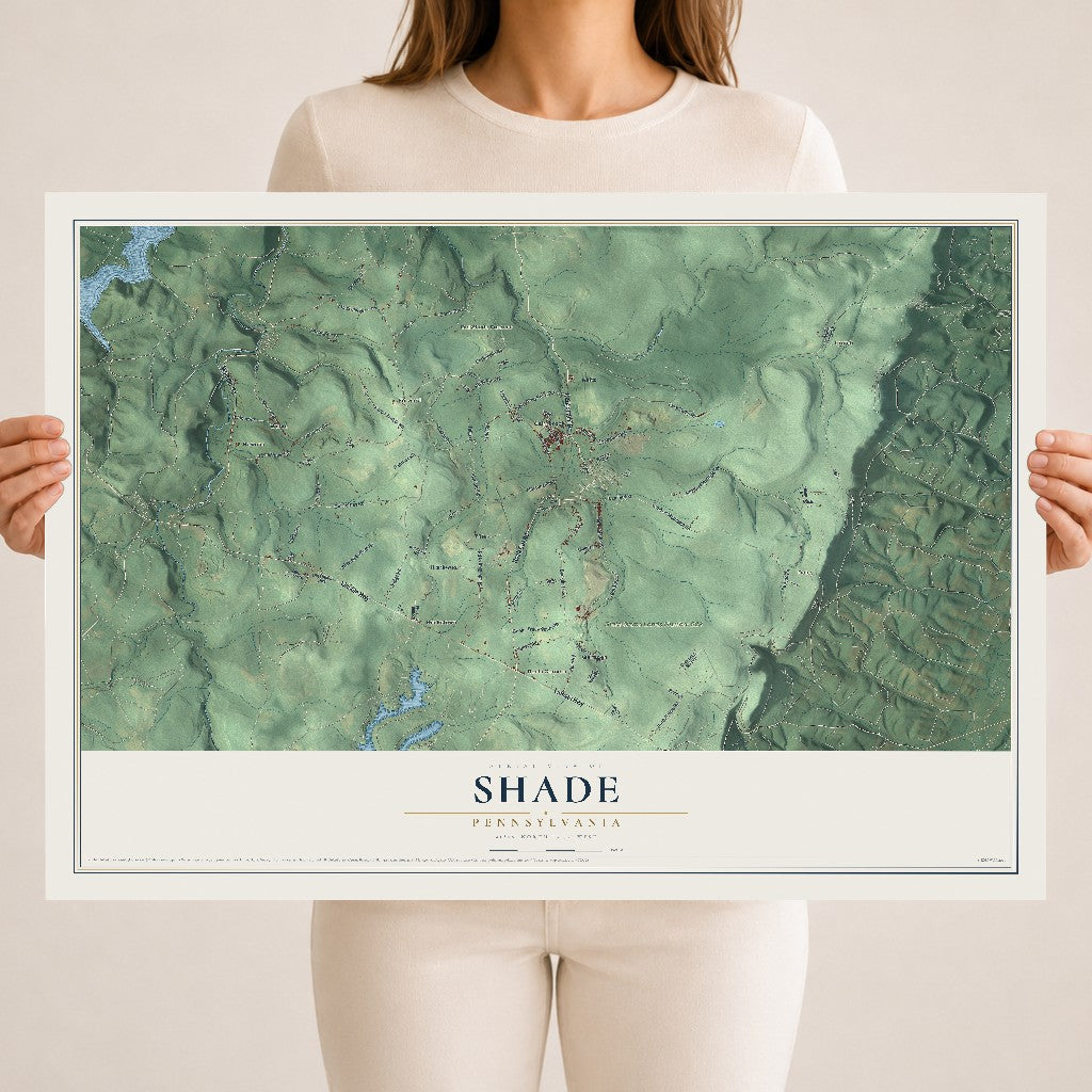 Map of Shade, Pennsylvania, 18 x 24 inch unframed archival matte print