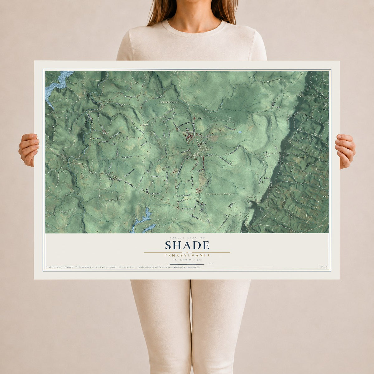 Map of Shade, Pennsylvania, 24 x 36 inch unframed archival matte print
