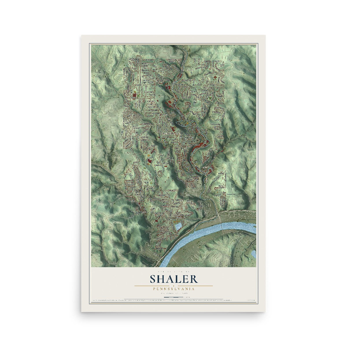 Map of Shaler, Pennsylvania, 12 x 18 inch unframed archival matte print