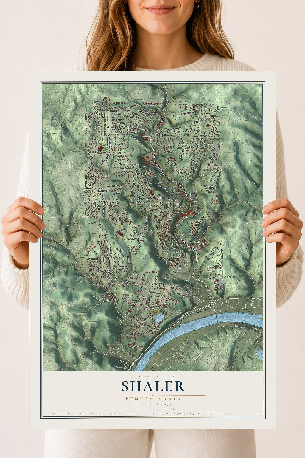 Map of Shaler, Pennsylvania, 18 x 24 inch unframed archival matte print