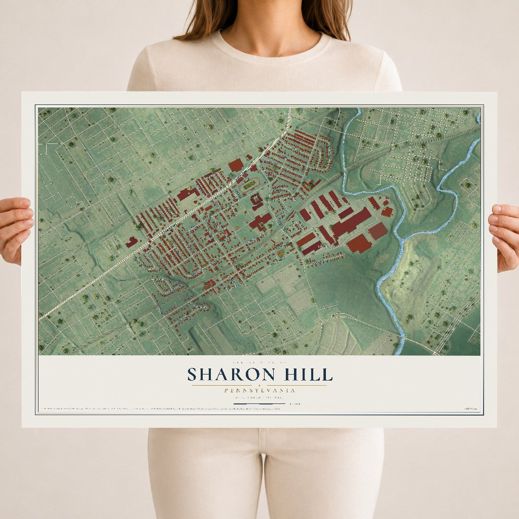Map of Sharon Hill, Pennsylvania, 18 x 24 inch unframed archival matte print