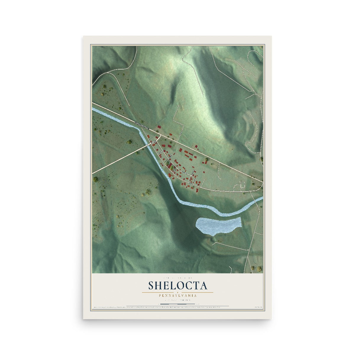 Map of Shelocta, Pennsylvania, 12 x 18 inch unframed archival matte print