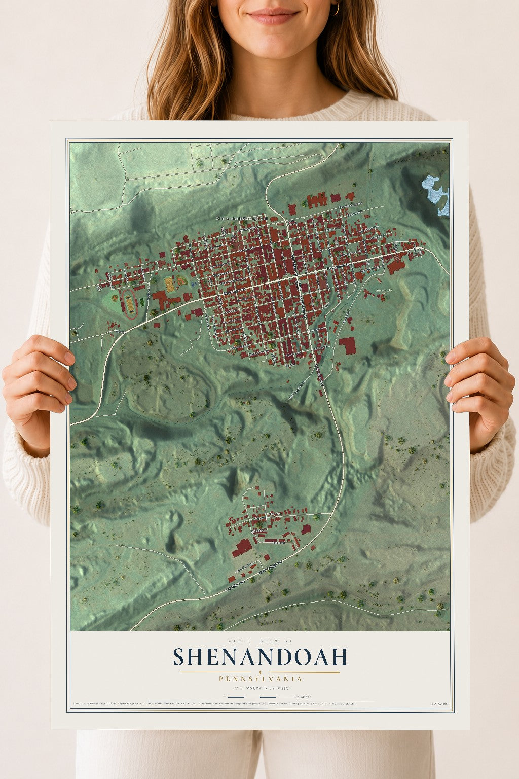 Map of Shenandoah, Pennsylvania, 18 x 24 inch unframed archival matte print
